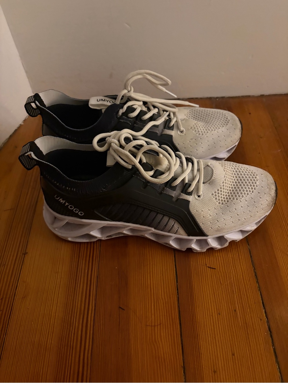 Women’s White and Black Knit Athletic Sneakers